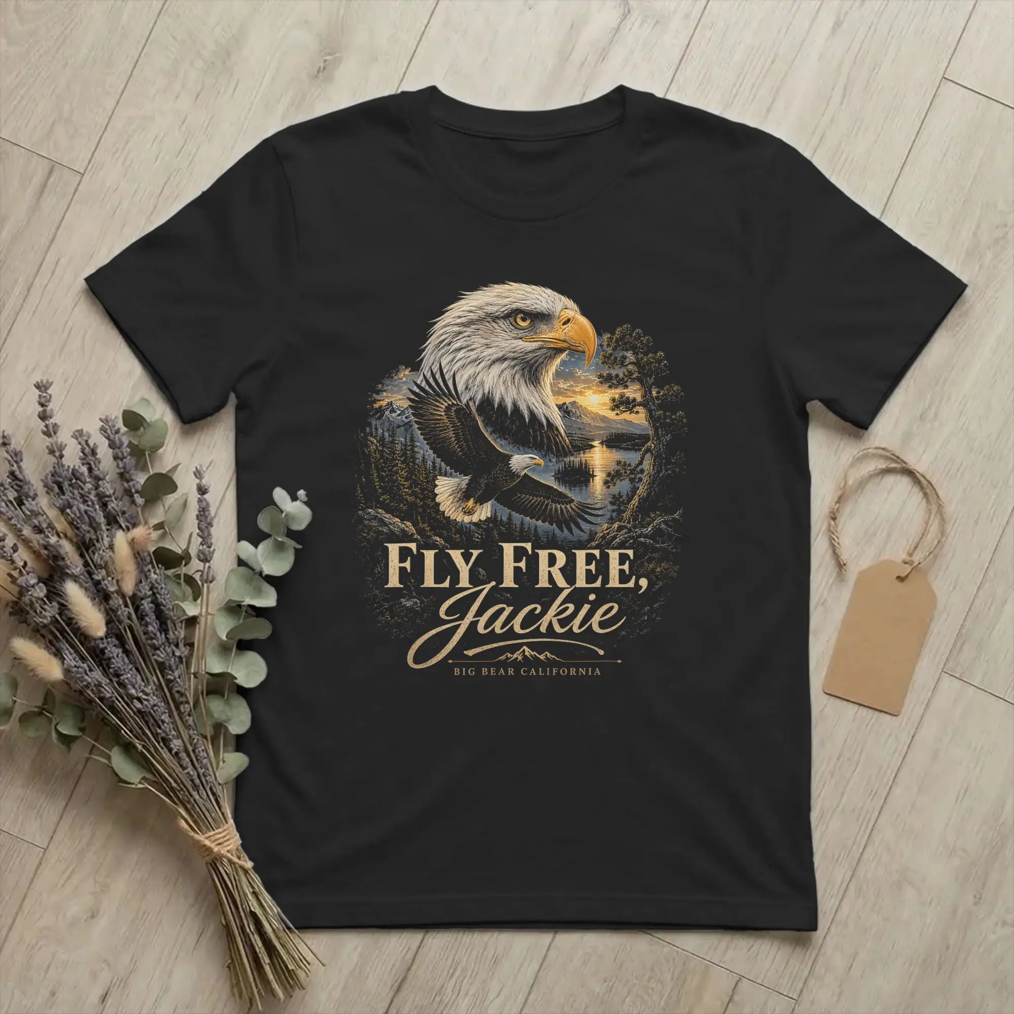 Fly Free Jackie Big Bear Bald Eagle Memorial T Shirt Men Women Cotton Novelty T-Shirts Crewneck  Tee Shirt Short Sleeve Clothing
