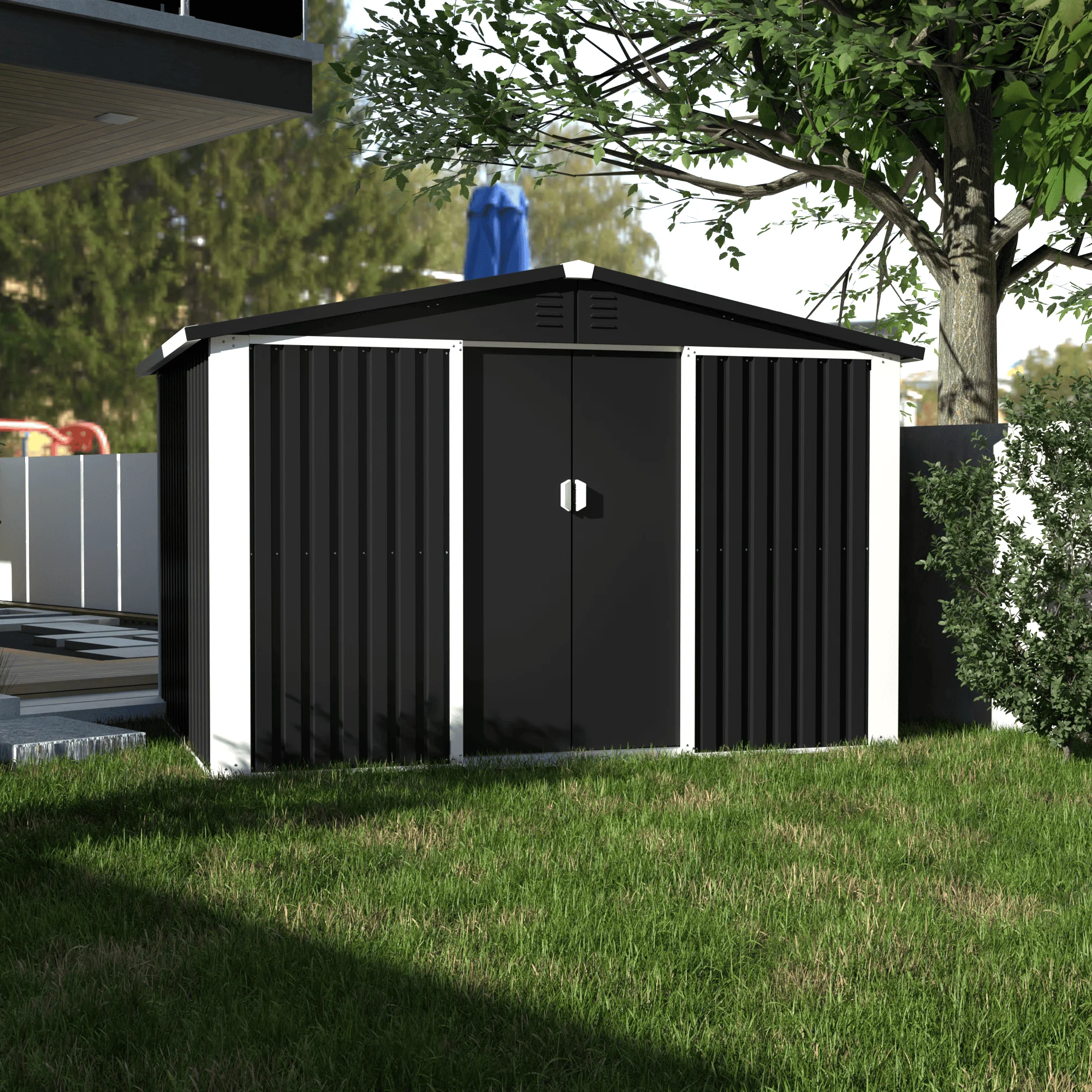 Manufacturer Garden Storage Shed Outdoor Shed Storage House Galvanized Steel Waterproof Rustproof Rodent Proof