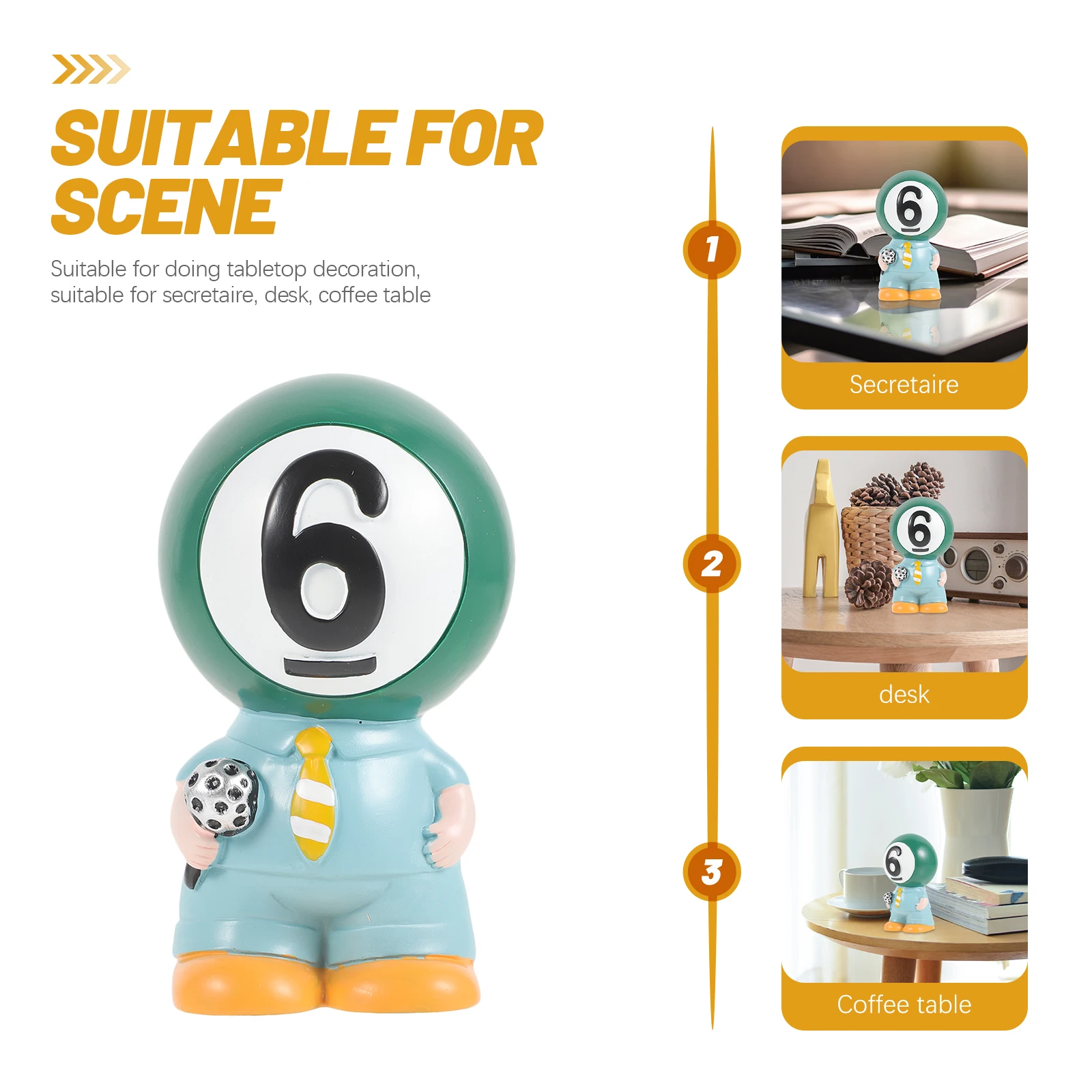 

Creative Billiard Resin nament Decor Desktop Room Decoration Competition Prize Gift 6 Model Billiard Hall nament