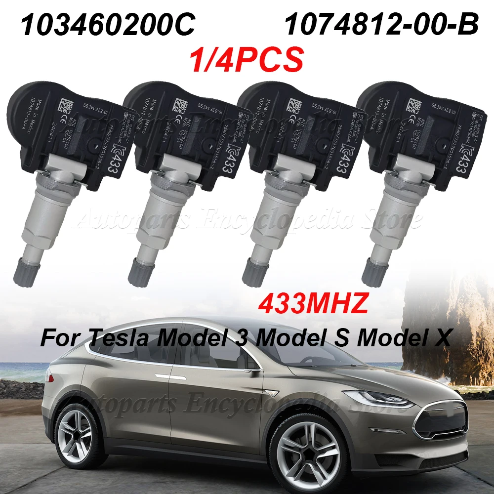 1/4PCS 103460200C For Tesla Model 3 Model S Model X TPMS Sensor 1034602-00-C 1074812-00-B Tesla Tire Pressure Sensor 433MHZ