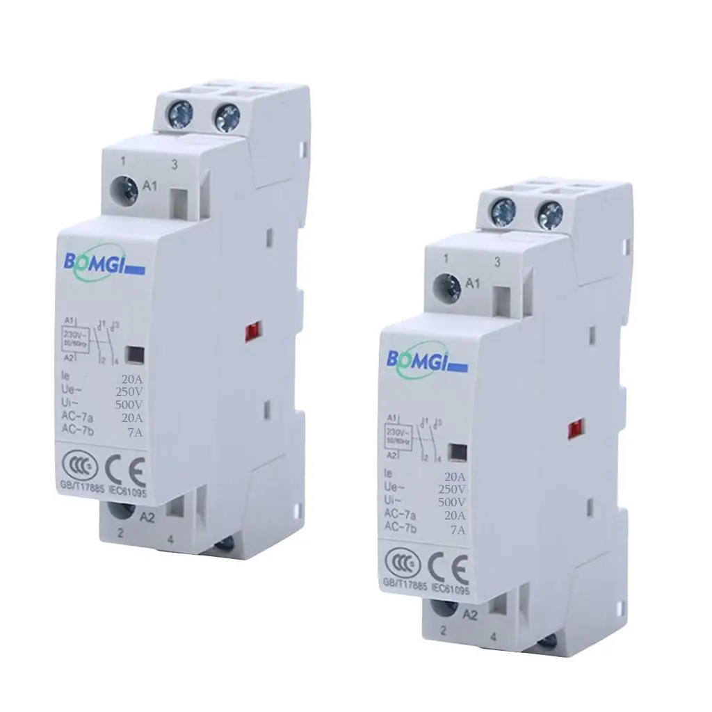 AC Modular Contactor 2NO 20A 230V Coil DIN Rail Mount Electric Contactor for Lighting Heating Ventilation