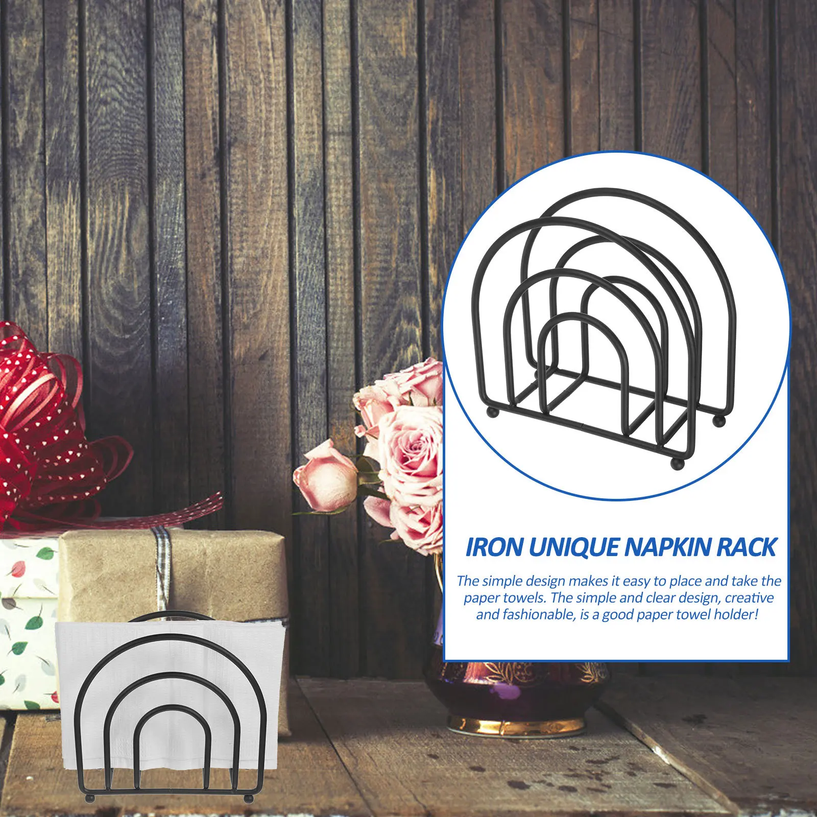 

Holder Metal Flower Design Tissue Dispenser For Kitchen Dining Table Cafe Hotel Large Paper Napkin Stand Elegant Metal