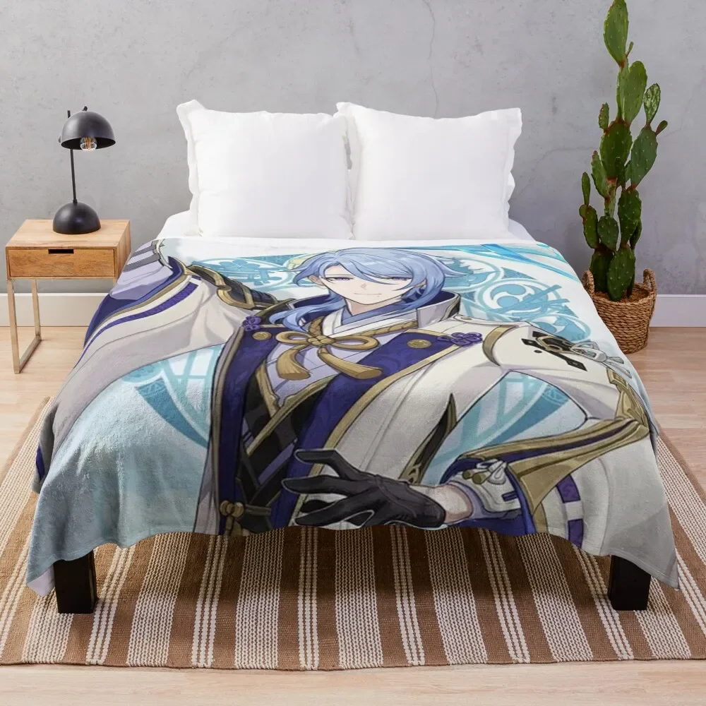 

Kamisato Ayato Genshin Impact Throw Blanket Giant Sofa Softest Plaid Blankets