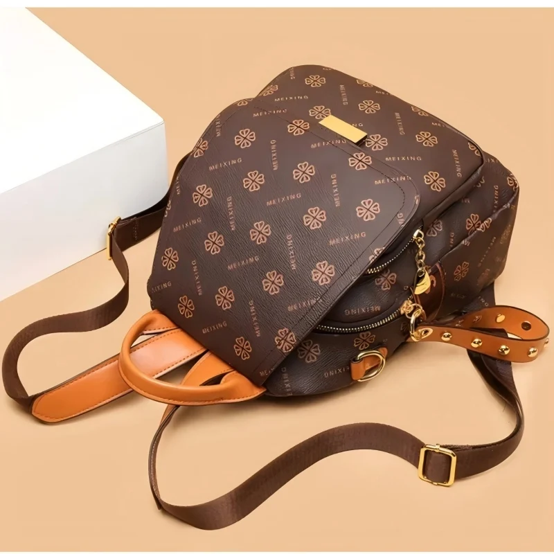 Retro Printed Large-Capacity Ladies' Backpack Elegant and Simple Style Backpack Casual Anti-Theft Multi-Functional Single-Should image 4