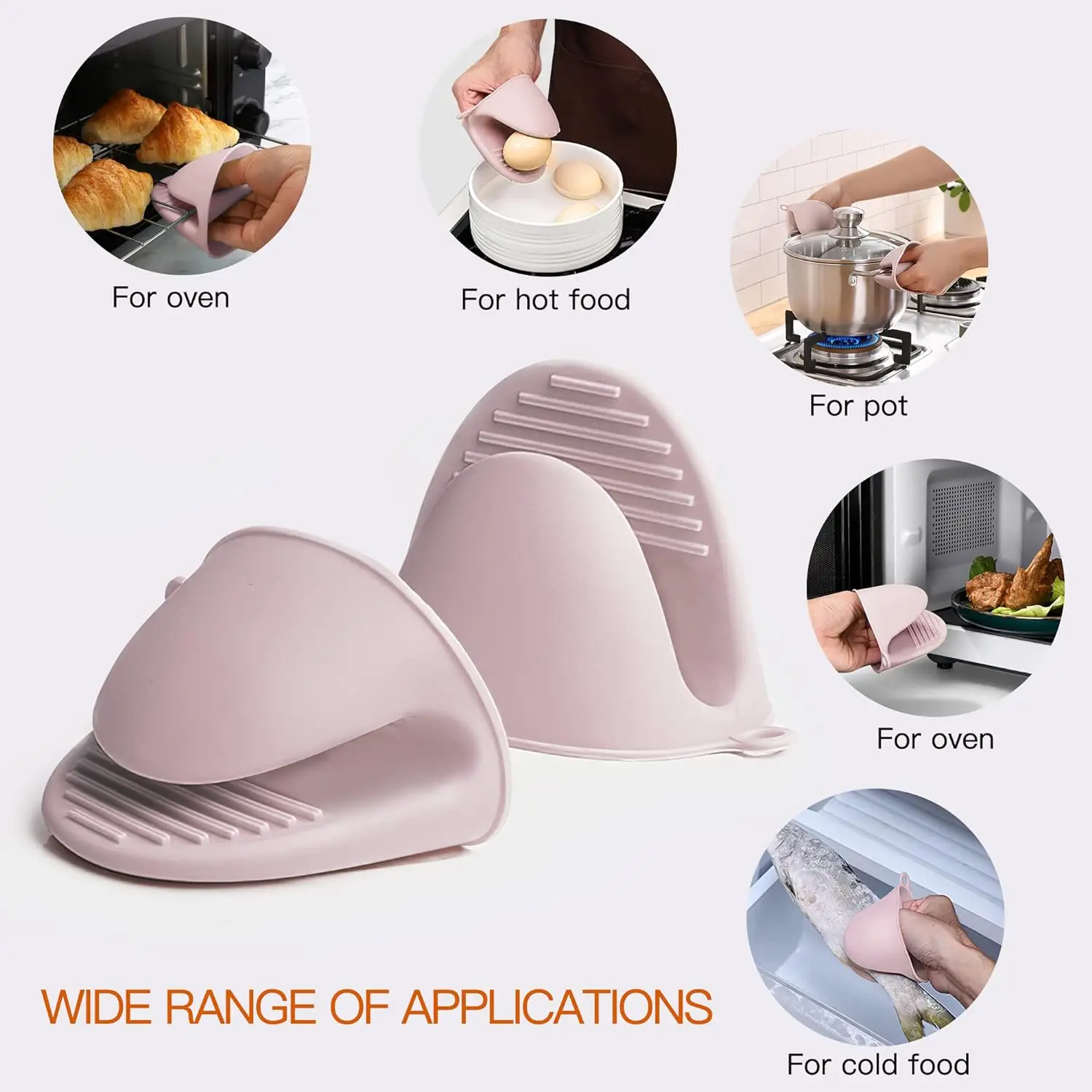 1PC Silicone Oven Mitts Solid Color Anti Scalding Non Slip Gloves Clips Pot Dish Bowl Holder Cooking Baking Kitchen Accessories