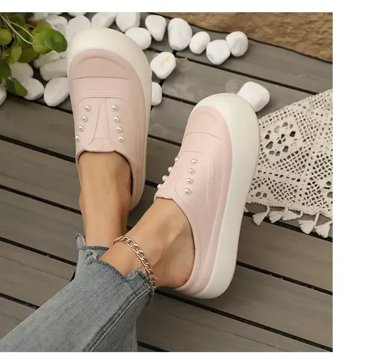 

2025 New Breathable Shoes for Women's Casual Shoes Summer Hole Shoes Lazy Shoes Baotou Women's Shoes with Pearl Slippers