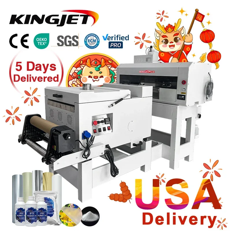 Kingjet a3 dtf printer printing machine digital t-shirt printing machine printer for clothes A3 40cm dual i3200 head DTF printer