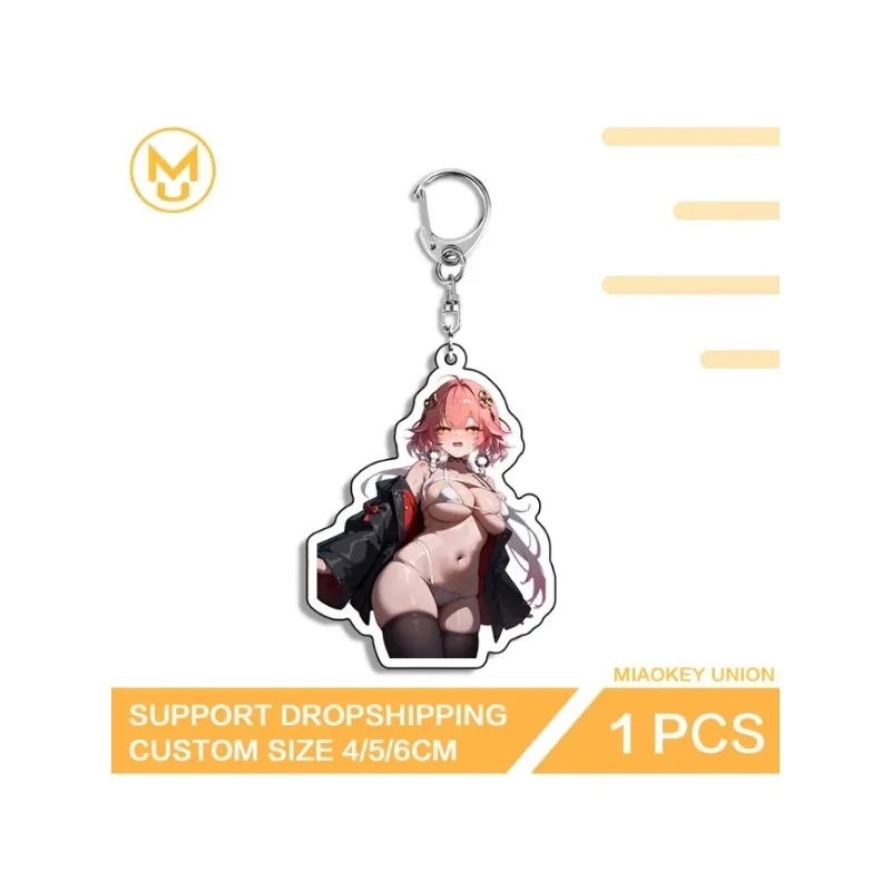 Seductive Anime Figure Changli Pretty Big Chest Amusing Creative Unique Double Sided Key Chains Transparent Novelty Jewelry