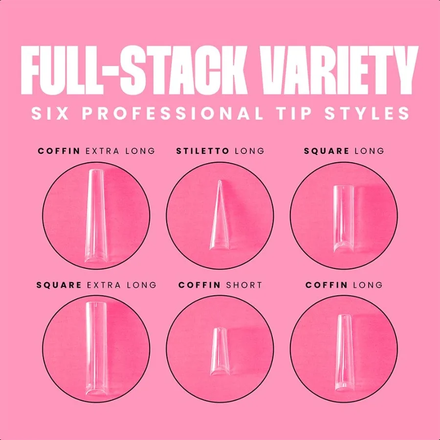 Square Nail Tips Square Extra Long Acrylic Nail and Gel Tips Curved Extension Profional Long Flexible Fake Nails with the Perfe