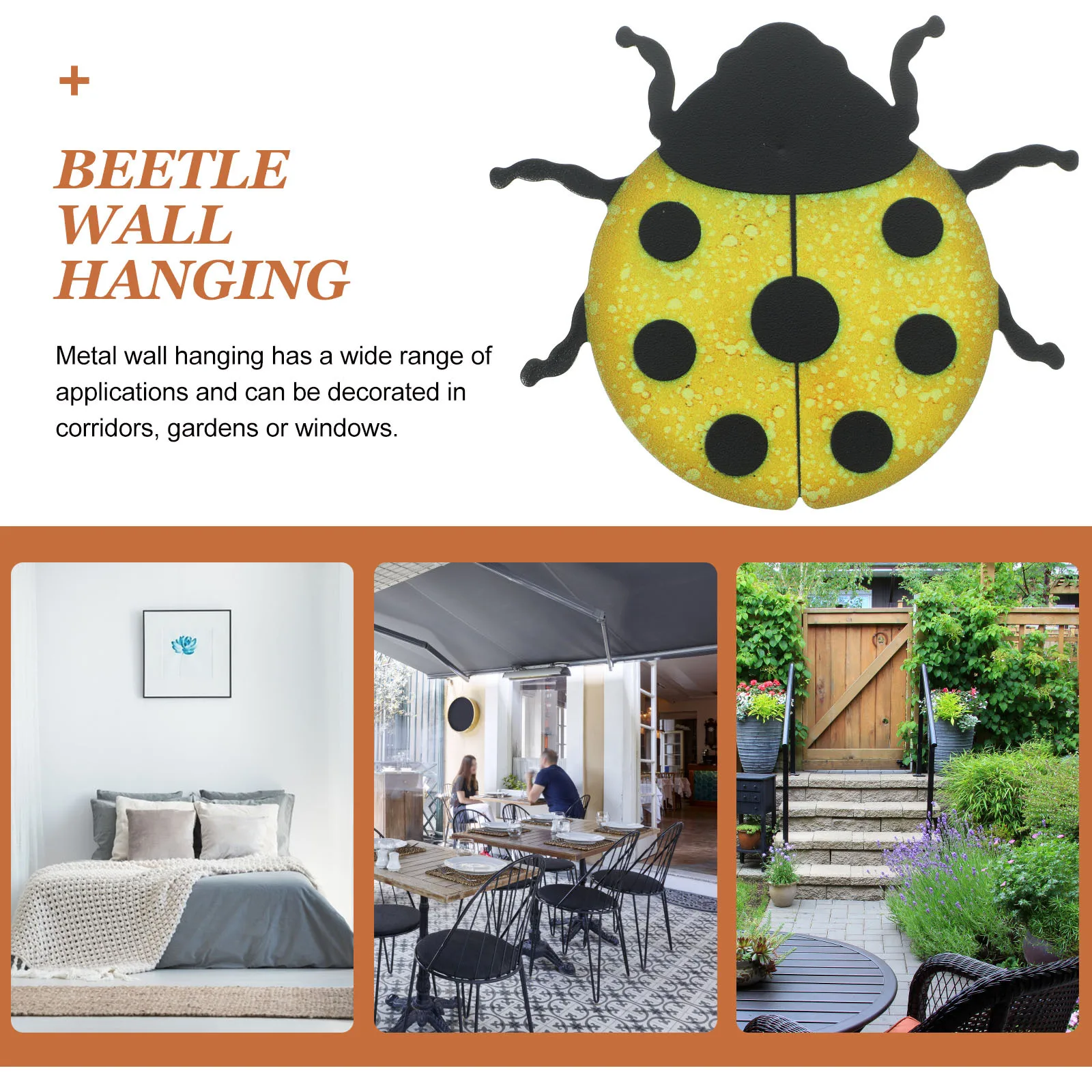 

Beetles Iron Wall Decoration Outdoor Insect Hanging Animal Yellow Metal Sculpture
