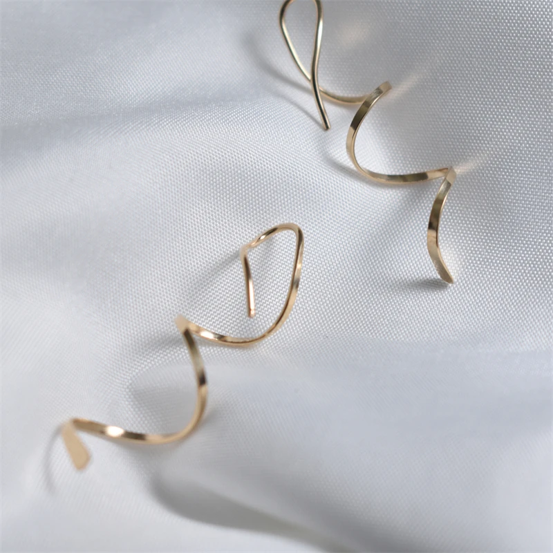 Gold Filled/925 Silver Earrings Handmade Vintage Spiral Brincos Jewelry  Party Pendientes Oorbellen Earrings For Women