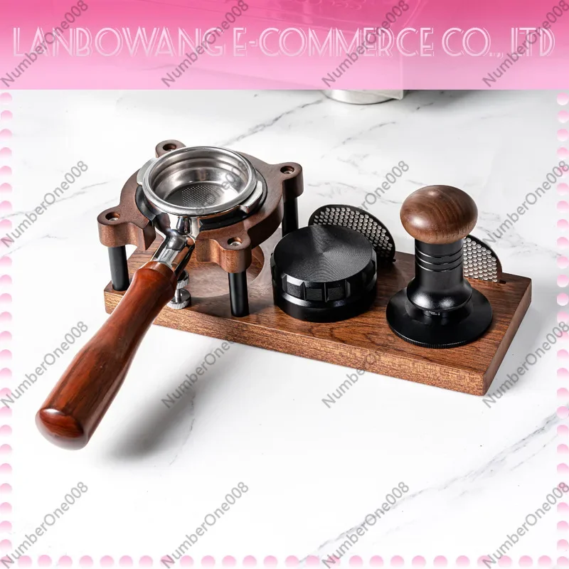 Universal Solid Wood Coffee Tamping Station Storage Holder Stand for Tamper Portafilter Espresso Accessories