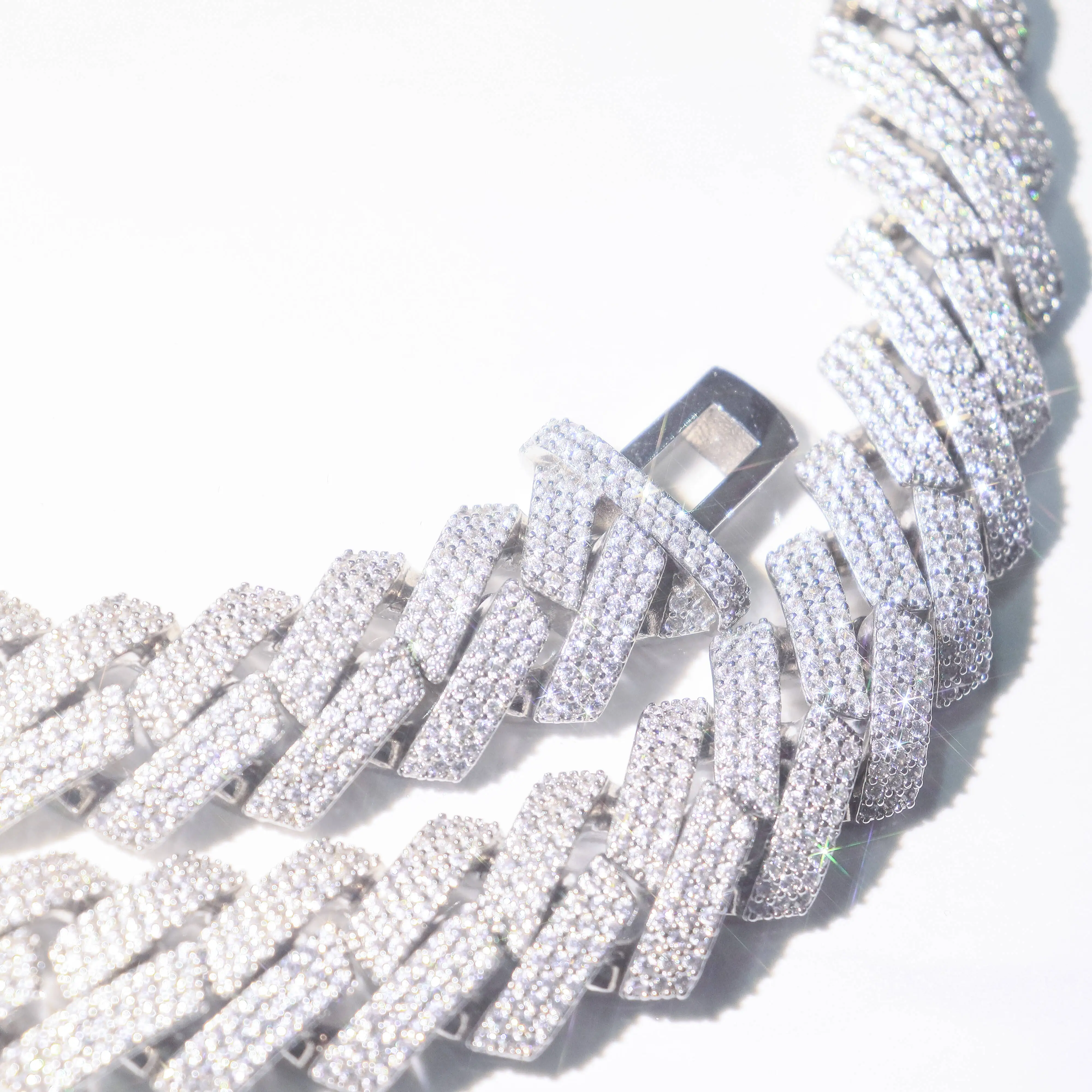 Fashion 13mm-20mm Cuban Link Chains 925 Sterling Silver VVS Moissanite Unisex Hip Hop Jewelry Necklaces 18K Gold Plated Customiz