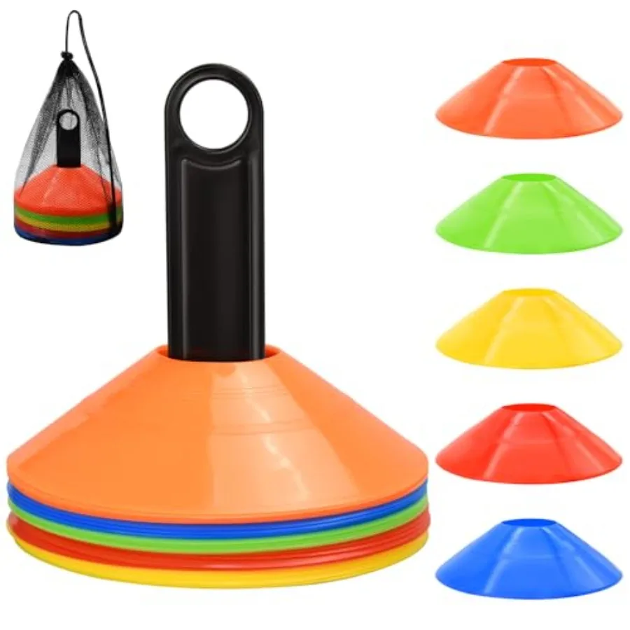 

25/50/100pcs Disc Cones, Agility Soccer Cones with Carry Bag and Holder, Soccer Cones for Sports Training, Football, Soccer, Ba