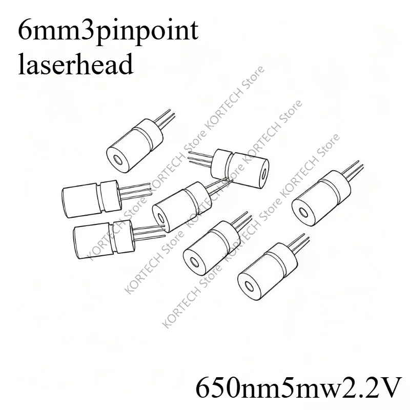 5-10PCS/Lot 6mm 3pin point laser head External focus Red point laser head 650nm 5mw 2.2V industrial laser head