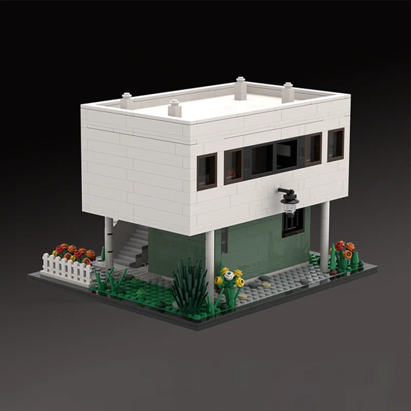 965 ชิ้น MOC ชาวสวนบ้านของวิลล่าซาโวยคลาสสิกสถาปัตยกรรมศิลปะจำลอง DIY ชุดอาคารบล็อกของเล่นวันเกิดของขวัญ