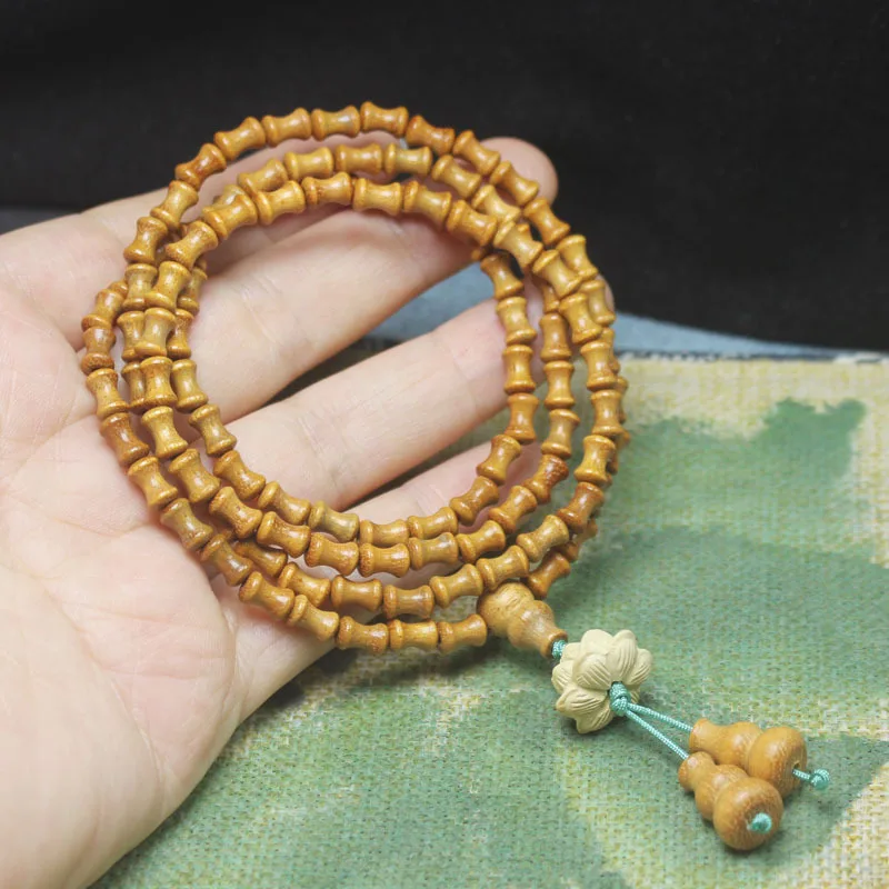 Wooden Bamboo Joint Multi-Circle Rosary Bracelet Wooden Men and Women Crafts Fashion Bracelet Beads Ornament Gift
