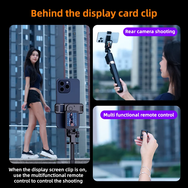 Phone Tripod Selfie Sticks with Phone Screen Mirroring for Live Streaming Phone Rear Camera Tripod