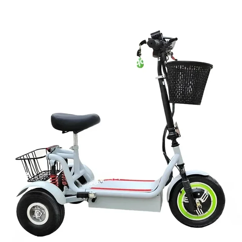 Triciclo 12 pulgadas 48V 350W 40-50KM adulto ancianos plegable tres ruedas Moto Electrica E-Bike Scooter