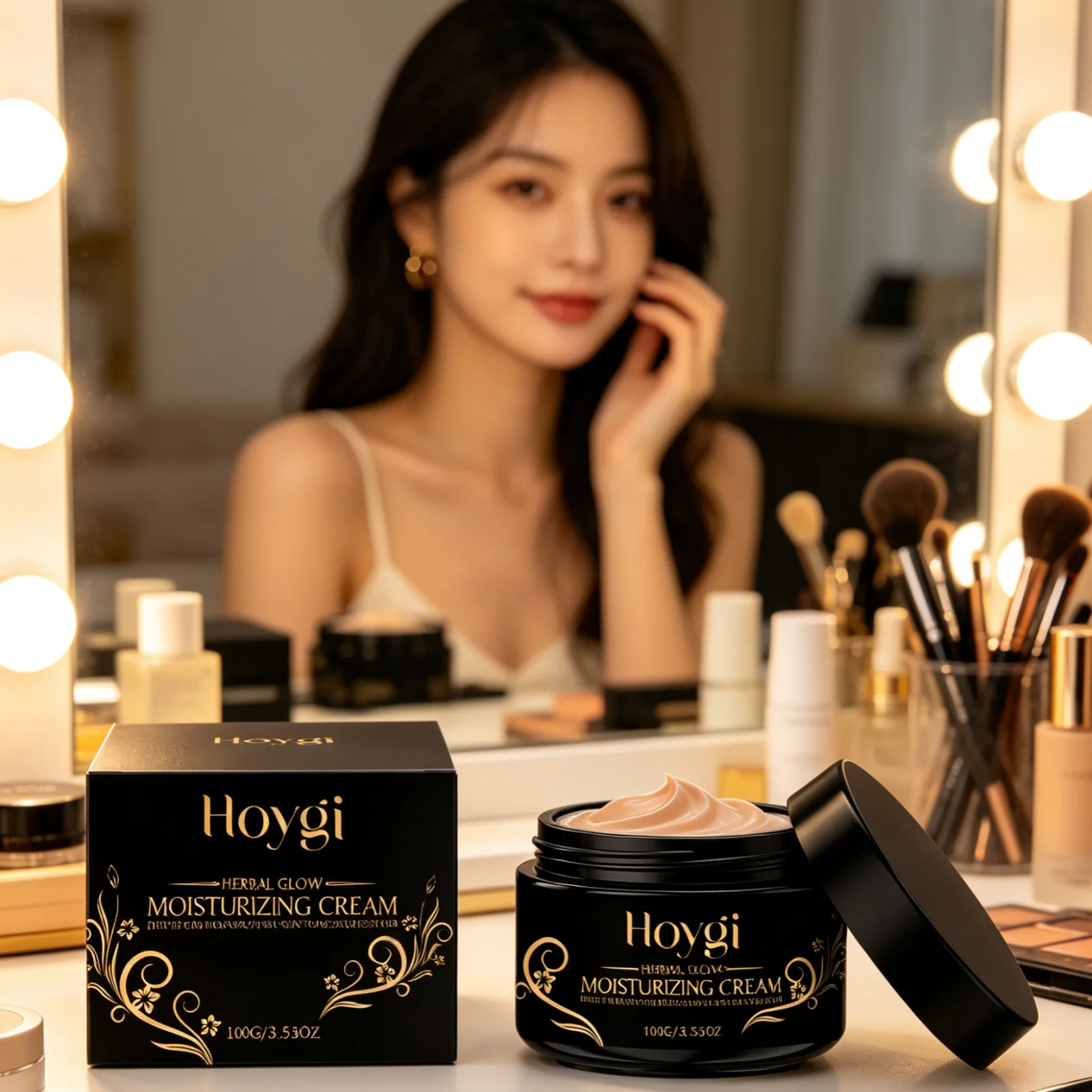 Hoygi Herbal Glow Moisturizing Cream Softing Glowing Skin Brightening Fast Absorption Gentle Formula Face Moisturizer Cream 100g