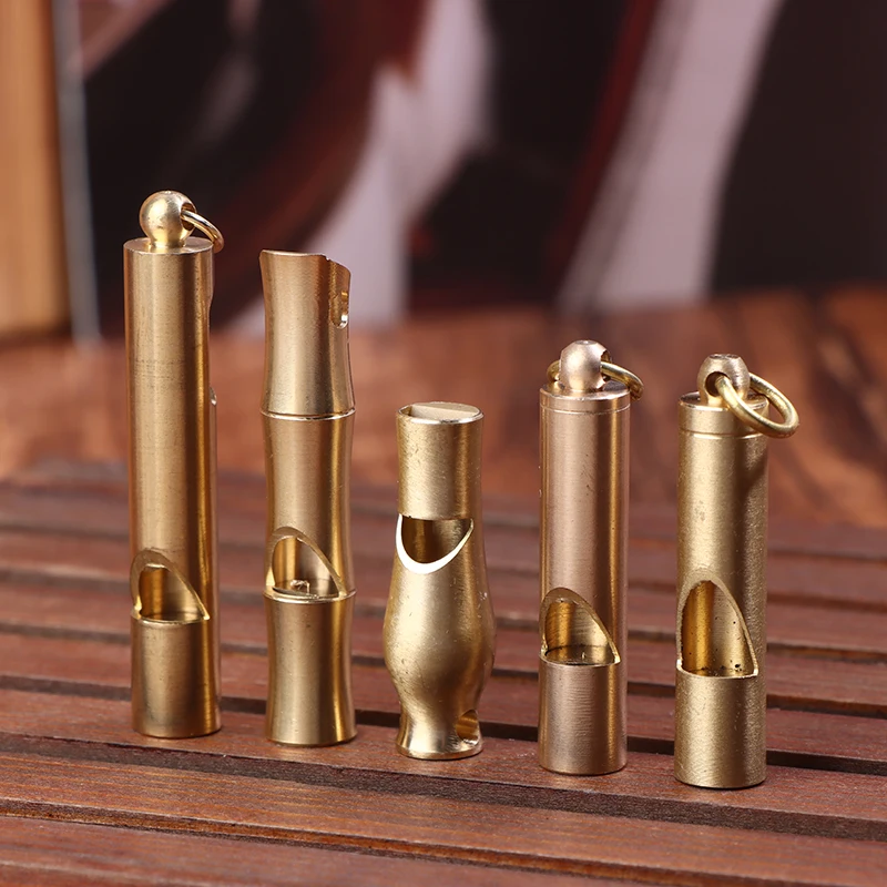 

【Happy】Латунный свисток-брелок для выживания на природе, портативный, однотрубный, с высокой частотой и громкостью