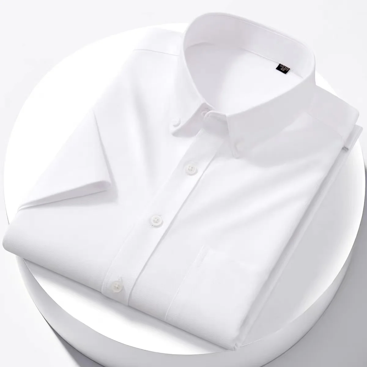 Luxury Men's Oxford Shirt 100% Cotton Short Sleeve Causal Stripe Solid Summer Basic Business Formal Social White Slim Fit Blouse