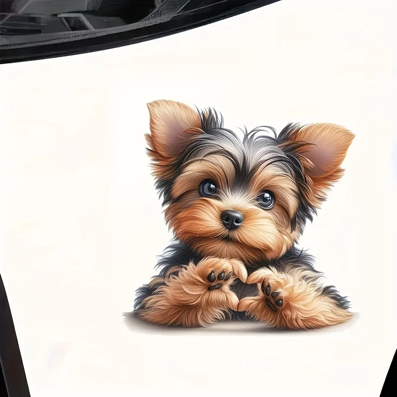 6-Inch Shiny Cartoon Yorkie Film Sticker, Self-Adhesive Fantasy Animal Sticker, suitable for cars, laptops, mobile phones, walls