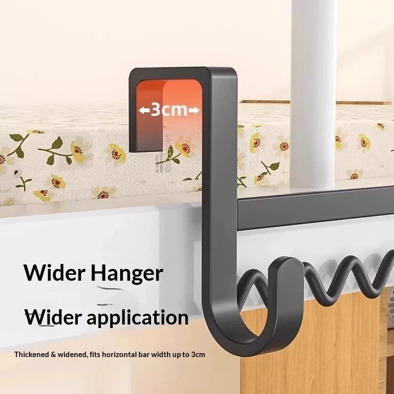No Drill Clothes Hook Rack Space Saving Over Bed Hanger Multifunctional Bedside Garment Organizer Bedroom Storage Supply