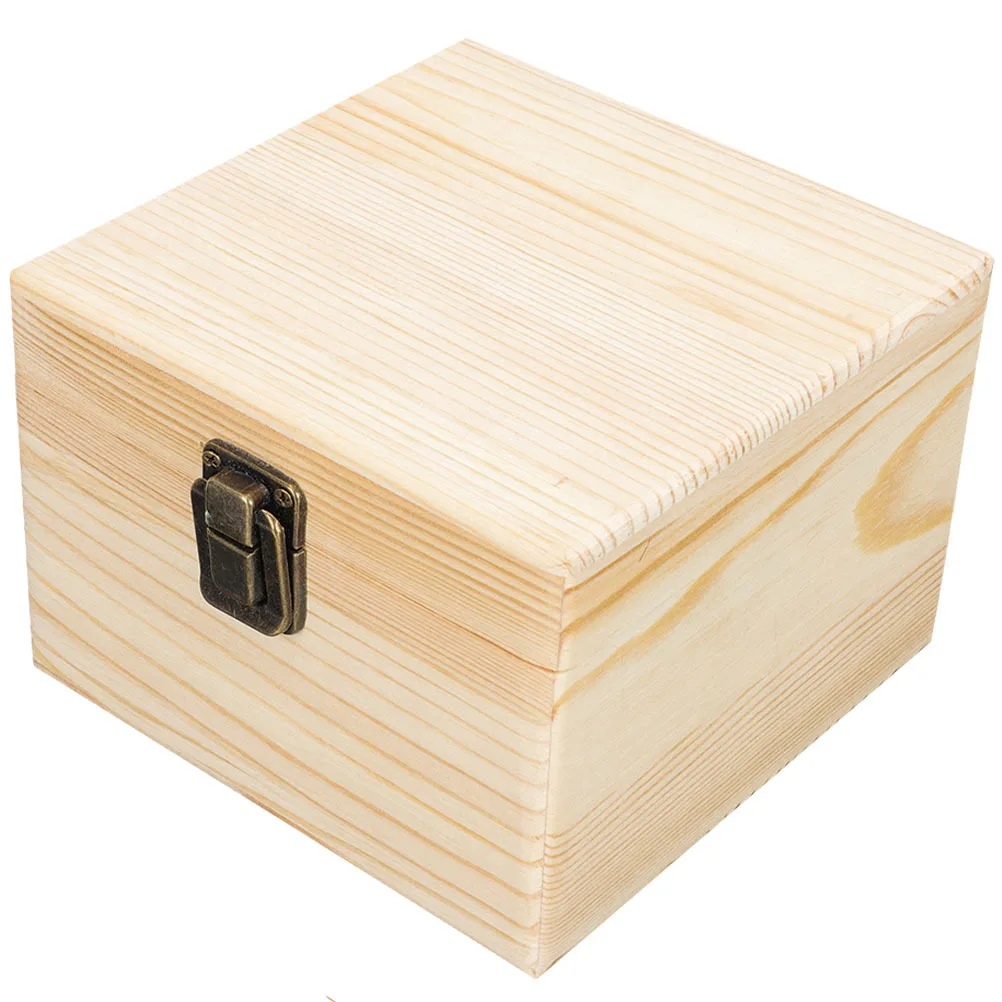 Wooden Storage Box Unfinished Wood Jewelry Organizer DIY Painting Craft Case Multifunctional Storage Container for Home School