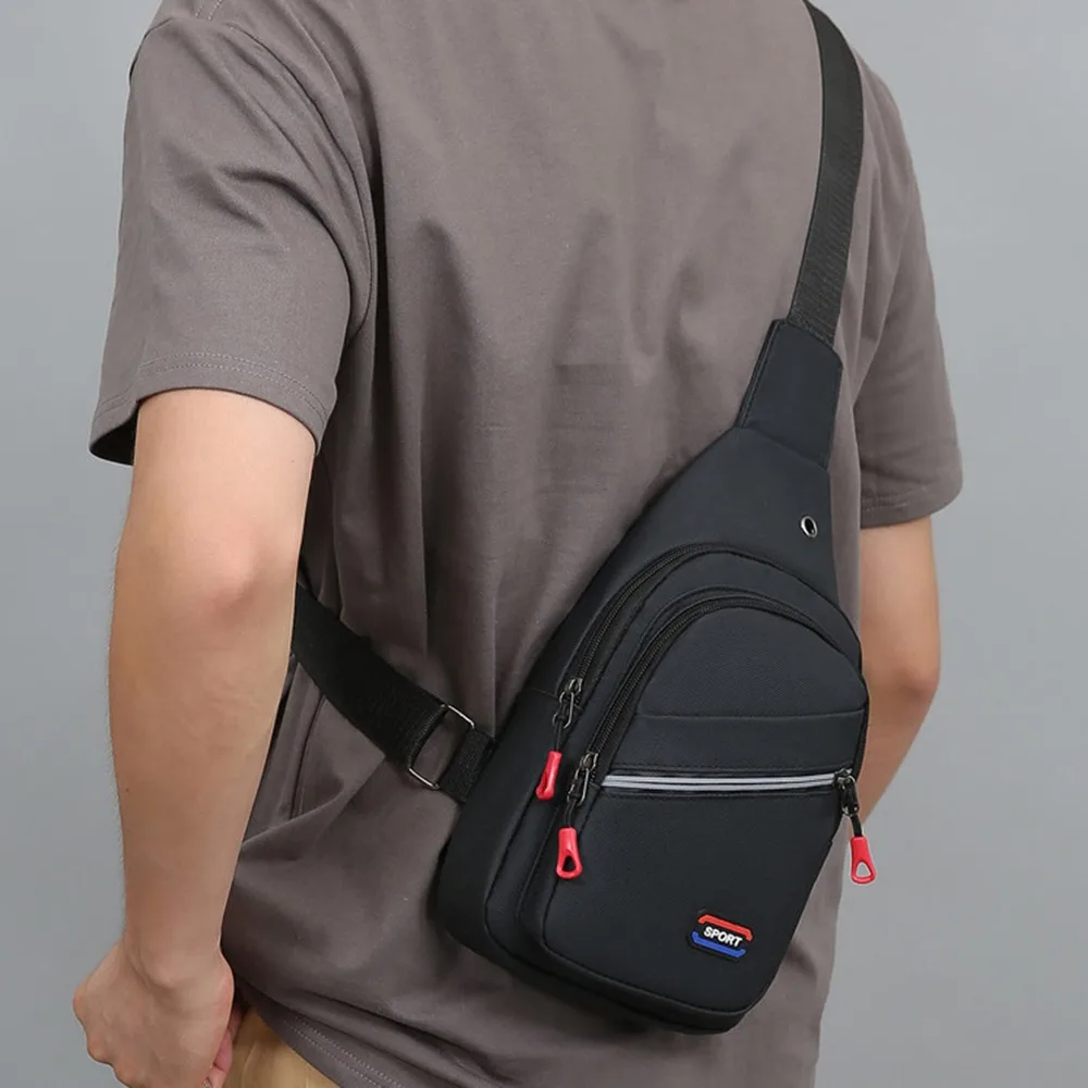 Мужская нагрудная сумка большой емкости, водонепроницаемая сумка через плечо, сумка для мобильного телефона, многофункциональная спортивная нагрудная сумка в корейском стиле для мальчиков