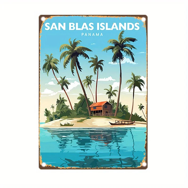 San Blas Islands Panama Vintage Metal Tin Sign -  Iron Wall Art for Home, Garden, Bar, Office Decor | Weatherproof & Waterpro