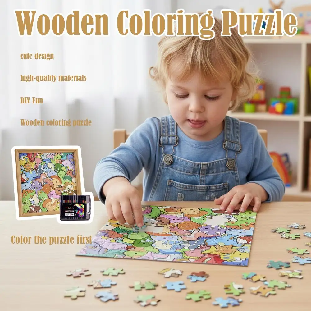 낙서 퍼즐 장난감 DIY 불규칙한 모양의 나무 퍼즐 프레임, 어린이를위한 홈 인테리어 그림 선물 소년 소녀 Y6R5