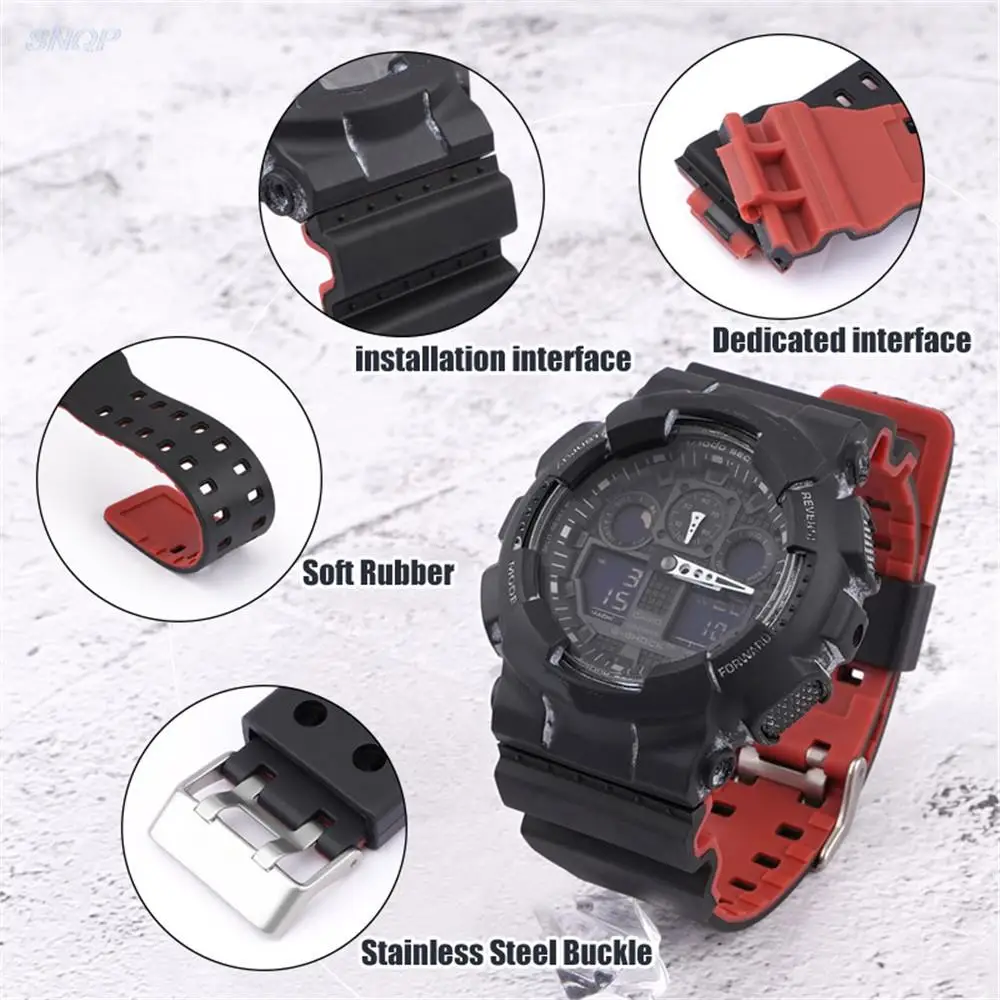 Resin Strap for Casio G-Shock GA-100/110/120/150/300/400/700 GD-100/110/120 G-8900 GLS-100 Silicone 16mm Watch Band Accessories