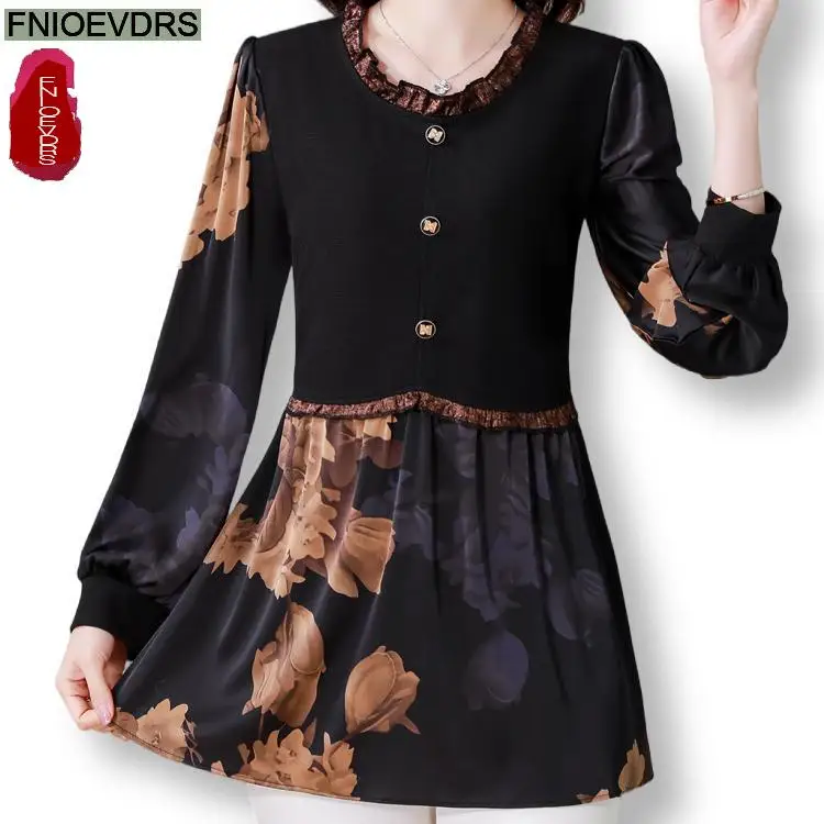 

L-5XL 2024 Spring Autumn Peplum Tops Women Basic Wear Office Lady Long Sleeve Retro Vintage Elegant Button Ruffles Shirts Blouse