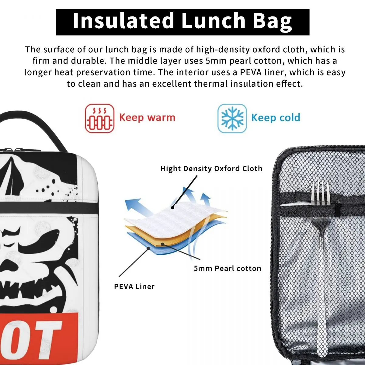 Nurgles Rot Chaos ランチバッグ 美的ランチボックス 屋外ピクニック ポータブル ジッパー 防水 グラフィックデザイン クーラーバッグ