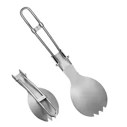 Titanium Tableware Folding Spork Camping Fork Spoon Picnic Spoon Fork Flatware Foldable Spork Picnic Spoon For Camping Picnic