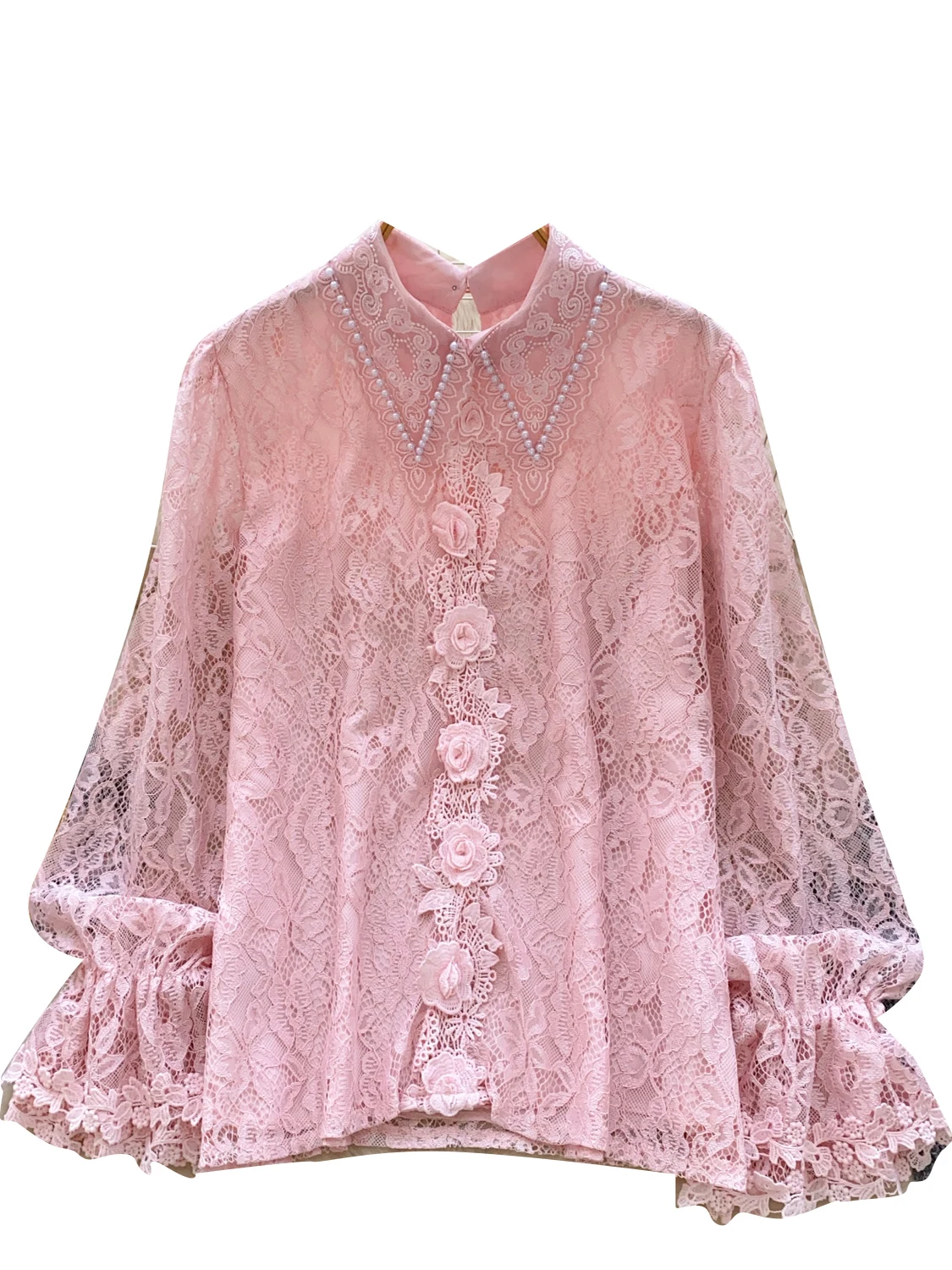   Collar de muñeca adornado encaje irt mujeres sueltas largas Sve transpirable fibra de poliéster Faionable ropa de viaje