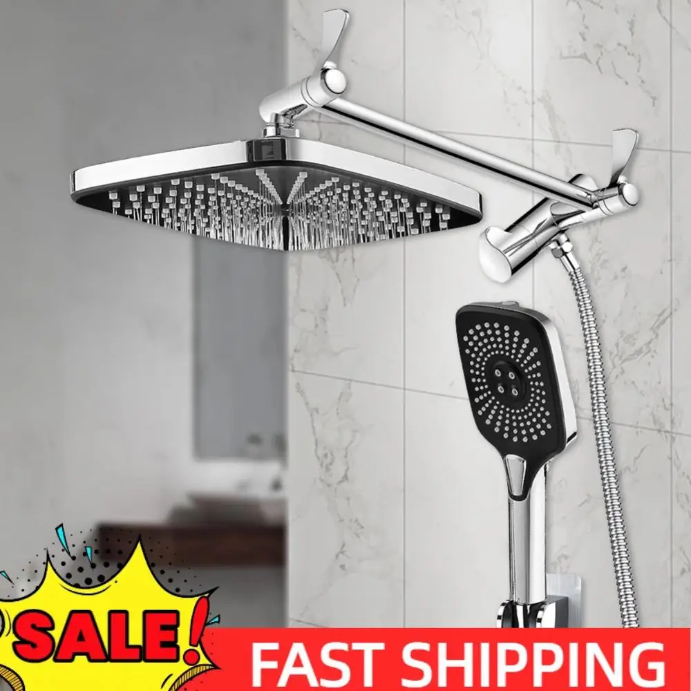 

Душевая система с эффектом тропического ливня 12 дюймов, регулируемая по высоте и углу, с ручным душем и удлинительной трубой, встраиваемая в стену