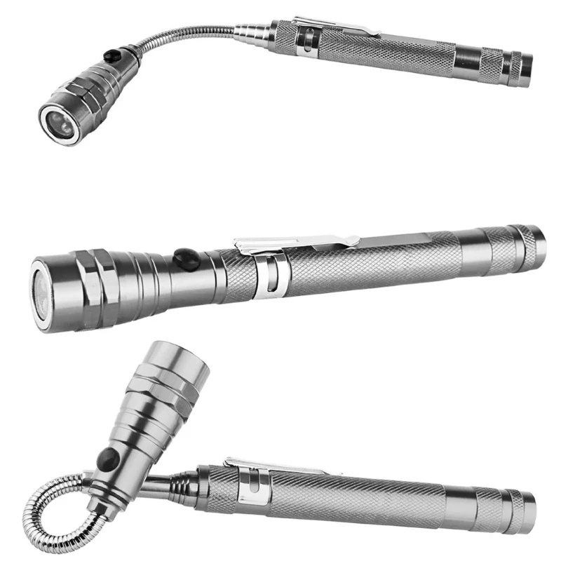 Portable Multi-functional Telescopic 3 LED Flashlight Extendable Torch with Magnetic for Head Pick Up Tool Accessories