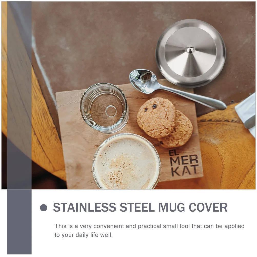 

2Pcs Stainless Steel Mug Lids Heat Resistant Leakproof Cup Covers Dustproof Round Cup Covers Practical Lid Caps