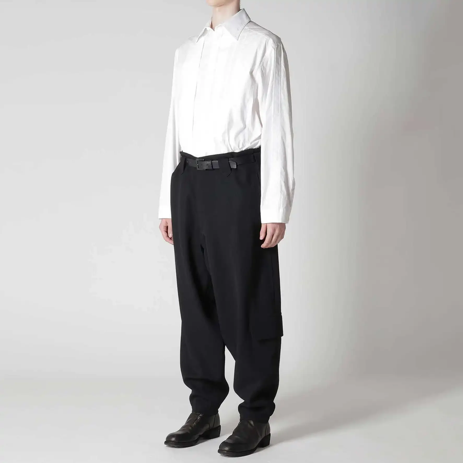 YOJI OOAK التصميم الأصلي الصوف مريح الكاحل المربوطة السراويل بلون تصميم الشعور عمال نمط السراويل عارضة للرجال #2