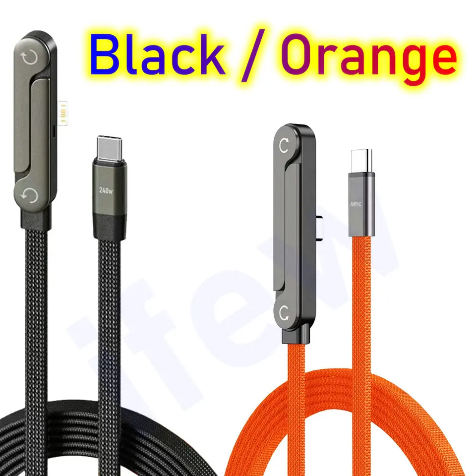 Cable cargador tipo C plano con soporte plegable invisible para teléfono, soporte de carga 240W para iPhone 3