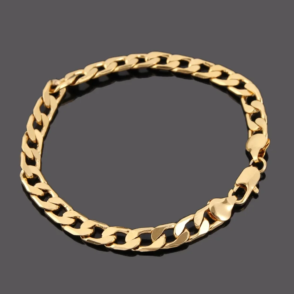 Neue Luxus 925 Sterling Silber 18 Karat Gold spezielle 8 MM Geometrie Kette Armbänder Halskette für Frauen Männer Modedesigner Schmuck Set – Detail 20