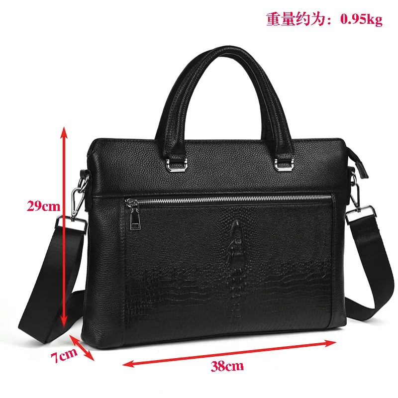 تمساح نمط حقيبة كمبيوتر محمول جلدية حقيقية للرجل أو امرأة التمساح نمط حقيبة جلدية البقر الأعمال حمل أو حقيبة رافعة