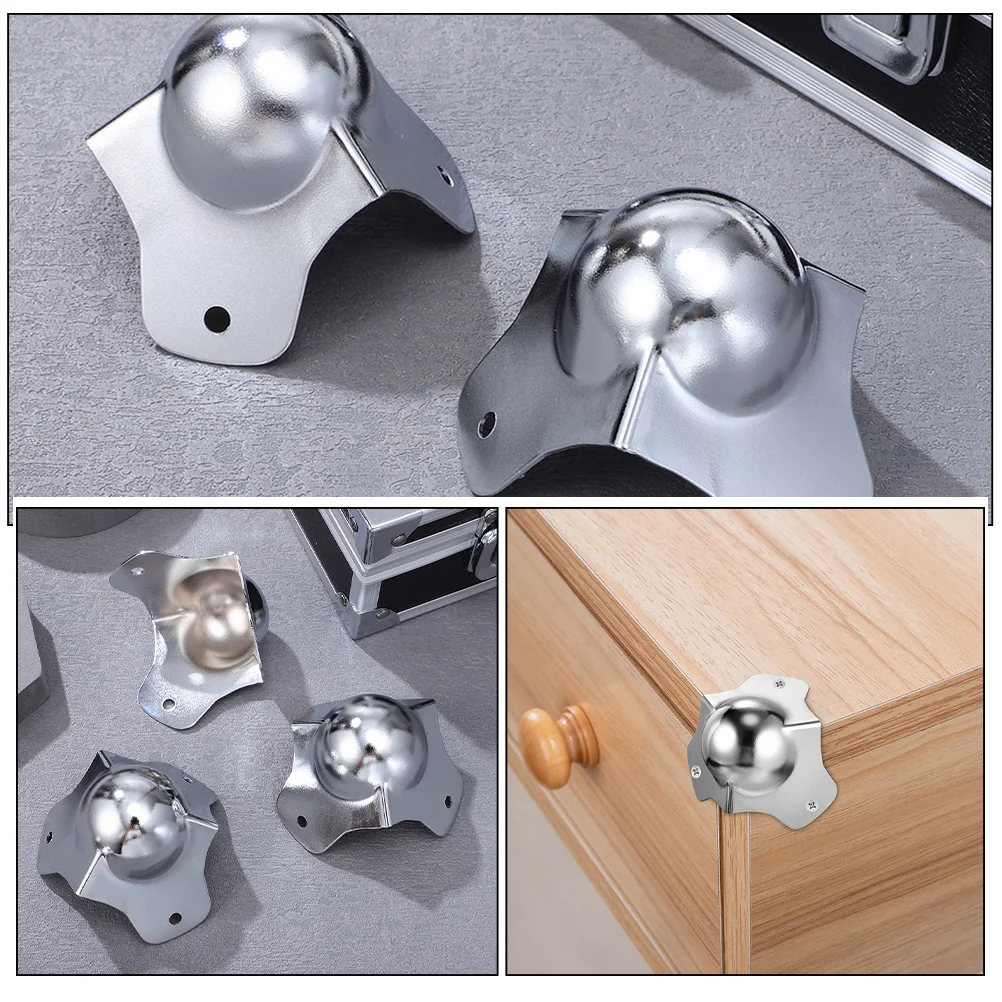4 pçs protetores de canto de bola de metal de ferro durável guardas de borda para móveis caixas de jóias segurança infantil decoração de casa