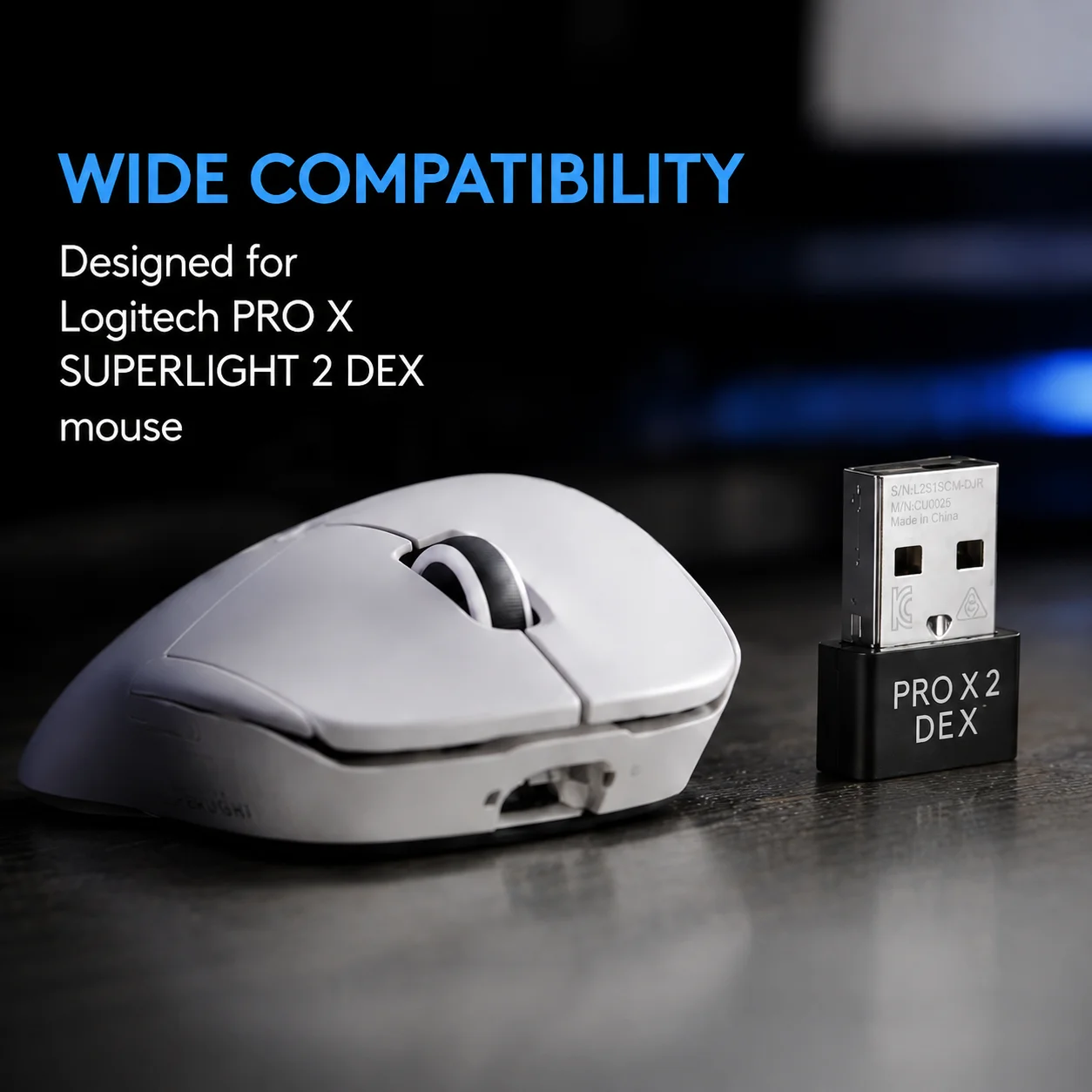 USB Wireless Receiver For PRO X SUPERLIGHT 2 DEX Mouse 8K Polling Rate Dongle Replacement Adapter Fast Pairing Gaming Receiver