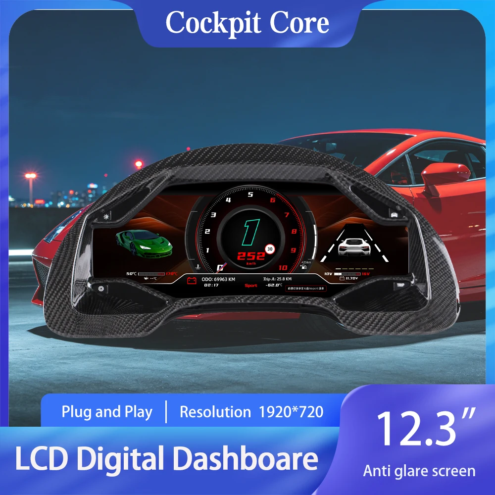 

12.3 Linux For Lamborghini Gallardo 2004-2014 Digital Dashboard Panel Virtual Instrument Cluster Carplay Android Auto
