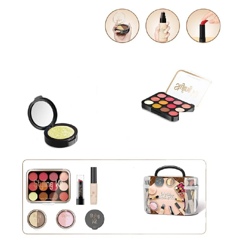 Kinder spielen Haus simulierte Make-up-Spielzeuge Mädchen Make-up-Set so tun, als ob ein Make-up-Werkzeug kann nicht mit Aufbewahrungsbox angewendet werden