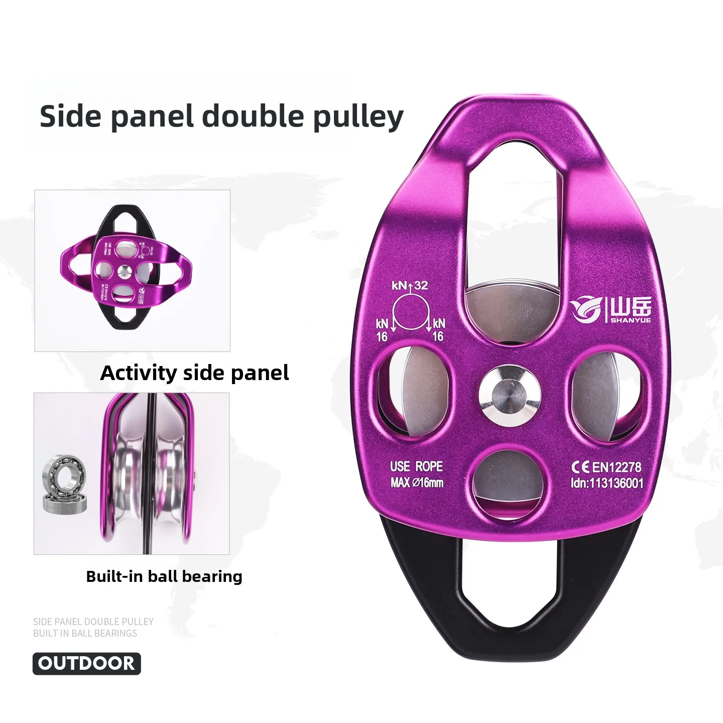 4:1 Mechanical Advantage Pulley System, Multi-function Labor-saving Pulley Block for Lifting & Pulling Heavy Loads
