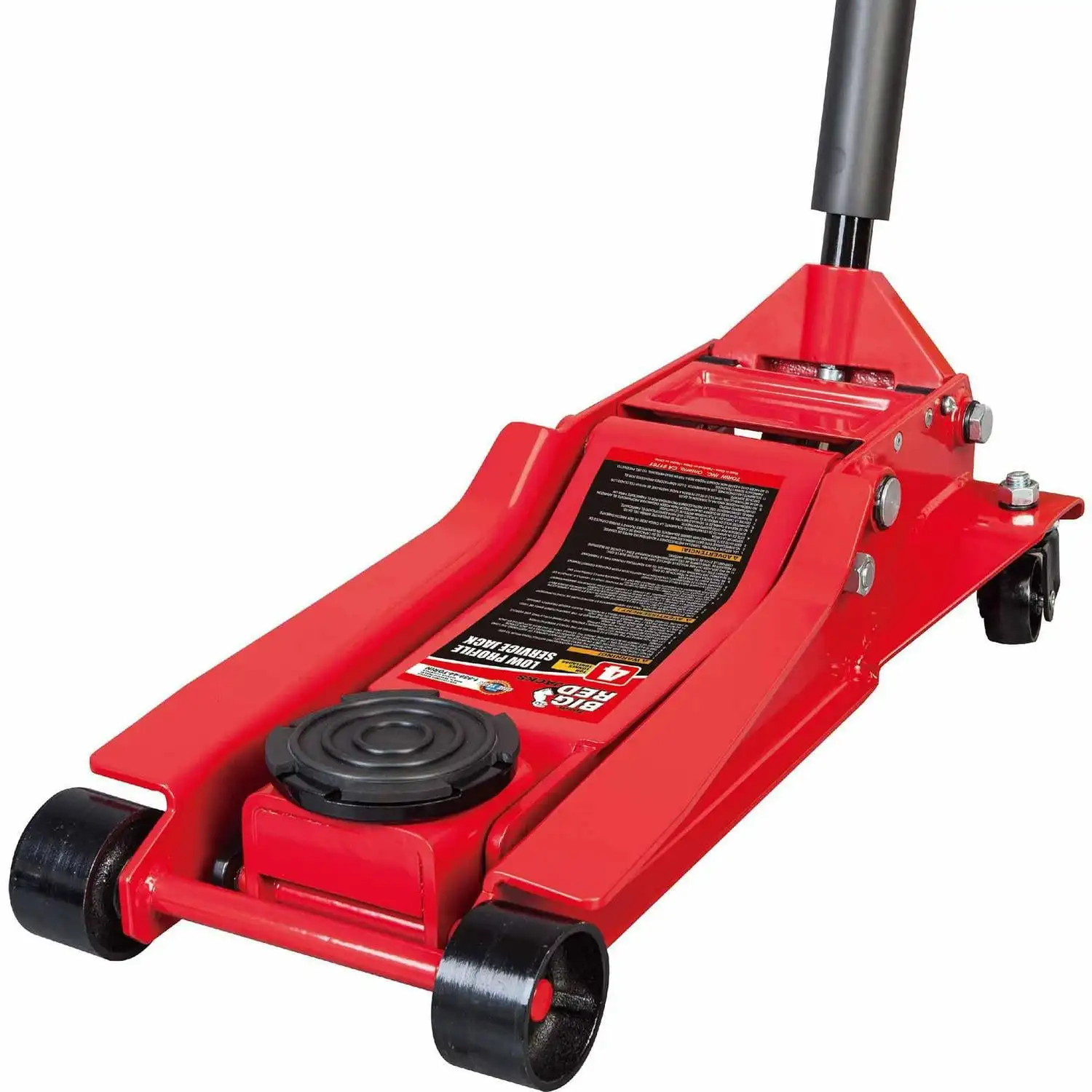 

Hydraulic Low Profile Service/Floor Alloy Steel Jack with Dual Piston Quick Lift Pump, 4 Ton Capacity, Red